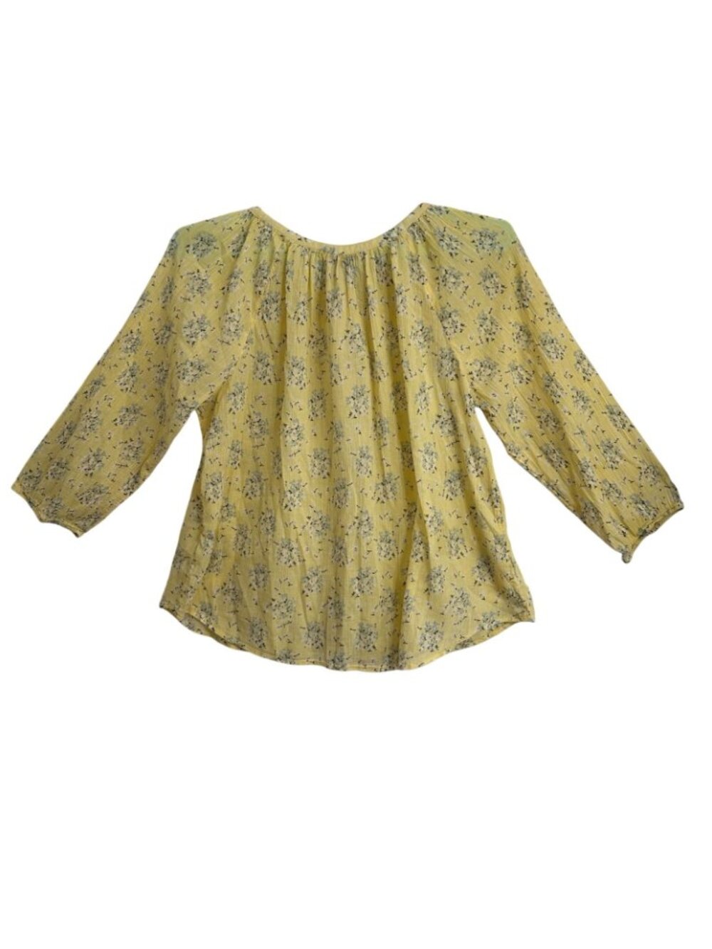 Chaps Yellow Floral Womens 3/4 Sleeve Button Up Top XXL 100% Cotton Boho Peasant - Picture 3 of 11